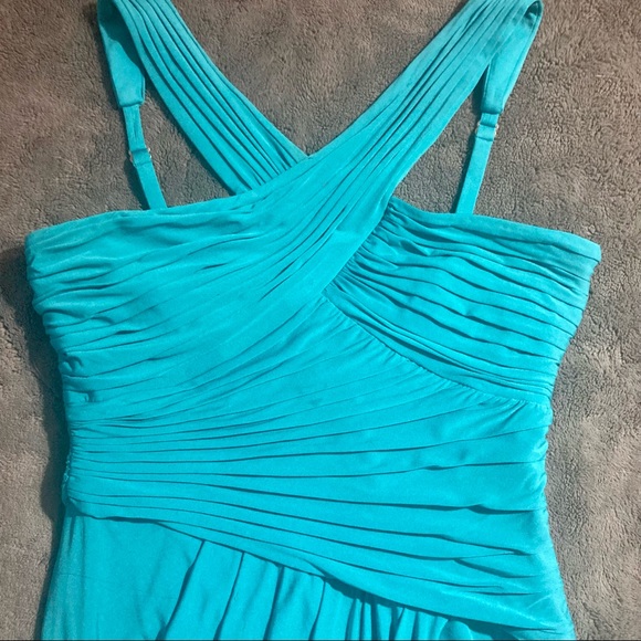 BCBGMaxAzria 💎 Blue Jade Helyn Cross Over Wrap Cocktail Dress - Picture 5 of 10